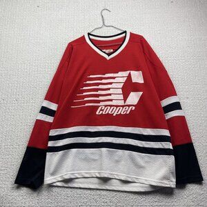 Vintage Cooper Hockey Jersey Men L Red / White Canada Made Retro Logo Graphic